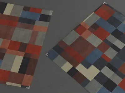 Carpet B rug with and squares 3D model