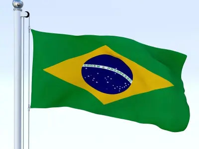 Animated Brazil Flag Low-poly 3D model