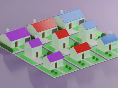 LowPoly Houses  Evolution Free low-poly 3D model