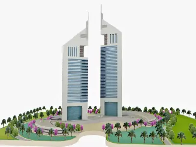 Dubai Jumeirah Emirates Towers  Low-poly 3D model