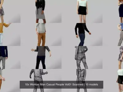 10x Woman Man Casual People Vol01 Scanned 3D Model Pack
