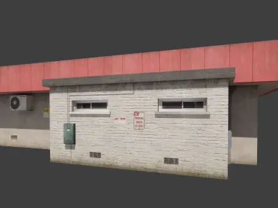 Building City Work Street Low-poly 3D model VR Low-poly 3D model