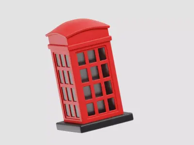 British Red Telephone Box telephone booth Low-poly 3D model