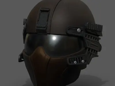 Helmet scifi military combat cyborg armor develop fantasy  Low-poly 3D model