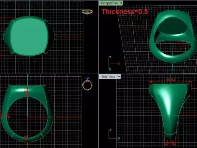 cushion square Signet Ring Base 14 MM top in All sizes 286-MWC 3D print model