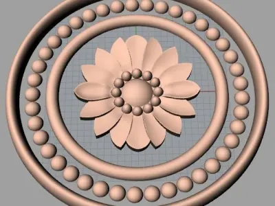 Furniture decoration round flower 3D STL model for CNC E903 3D model