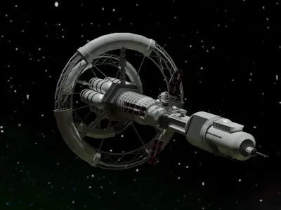 Spacecraft spaceship in space Low-poly 3D model