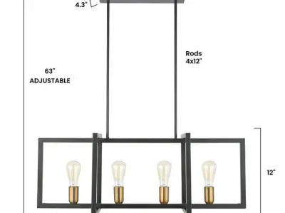Barkingside Light Kitchen Island Linear Pendant 3D model