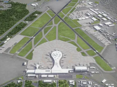 Vnukovo Airport Low-poly 3D model