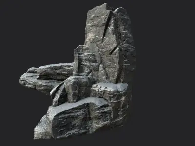 Snowy Cliff Rock 002 Low-poly 3D model