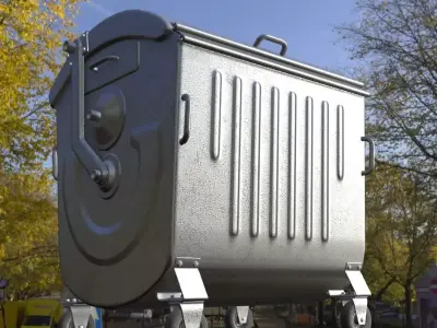 Old Metal Garbage Trash Container Low-Poly Low-poly 3D model