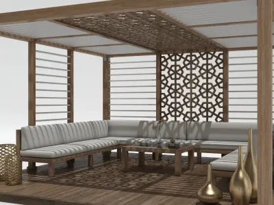 Wood Pattern Gazebo  3D model