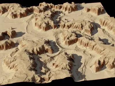 Realistic PBR Sandy Canyon 3D Terrain Environment Low-poly 3D model