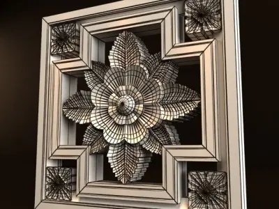 Carving flower in decorative frame 3D model