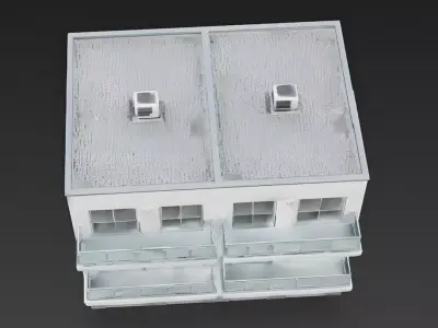 Modern Low-Rise White Apartment Complex 3D Model Low-poly 3D model