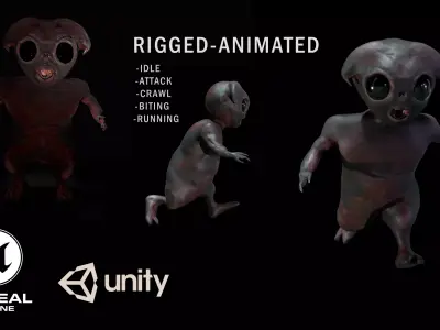 Alien Creature Game-Ready Low-poly 3D model