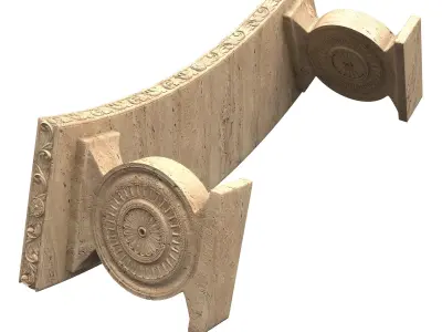 Stone Bench 01 Curved Low-poly 3D model