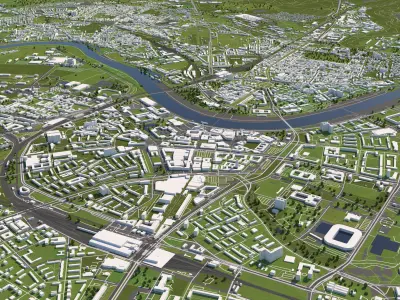 Dresden Germany 50x50km 3D City Map 3D model