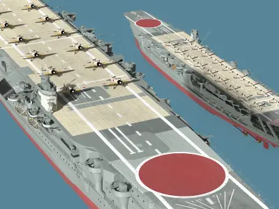  Aircraft Carrier Kaga with Fighter Jets on Board 