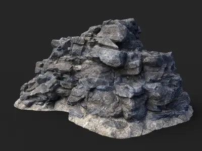 Low poly Big Gray Rough Rock Cliff Collection 210323 Low-poly 3D model