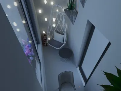 balcony living room with plants on wall Free 3D model