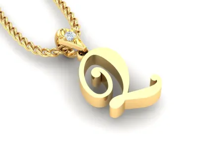 Light Gold Fancy Font Pendant Q 3D print model