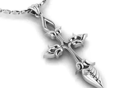Ornamental Cross pendant 3D print model