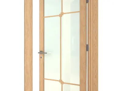 Door-025 interior door in oak with frosted glass 3D model