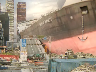 Concrete Jungle Shipwreck Low-poly 3D model