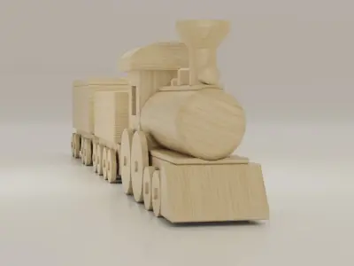 Wooden Train Toy Low-poly 3D model