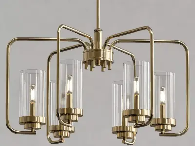 Holden 6 Light Aged Brass Chandelier 3D model
