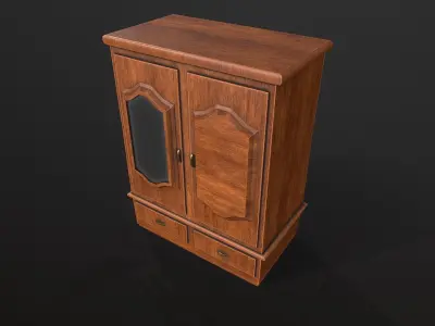 Wardrobe wooden Low-poly 3D model