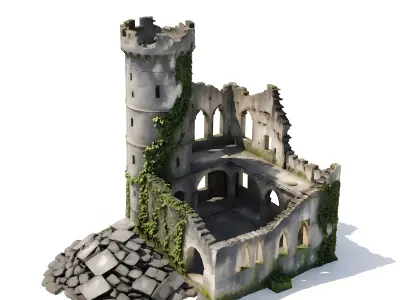 Ancient Castle Ruins 3D Model Low-poly 3D model