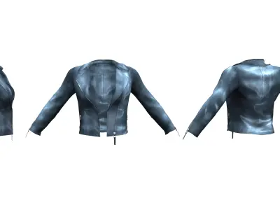 Ladies Leather Jacket - Motorcycle Jacket Low-poly 3D model