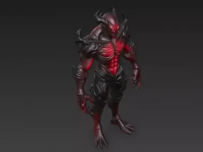 Red Humanoid Monster 3D Model 3D model buy