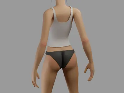 Female Character In Shorts And Top Walking 3D model