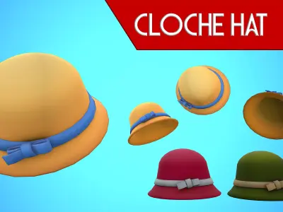 CLOCHE HAT CARTOON STYLIZED Low-poly 3D model