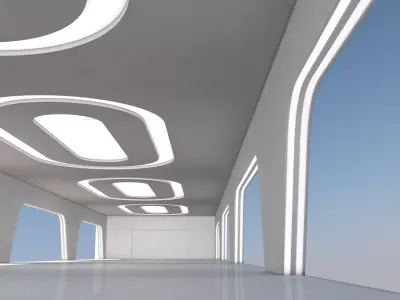 Empty White Corridor 3D model
