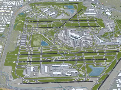 OHare International Airport 15km Low-poly 3D model