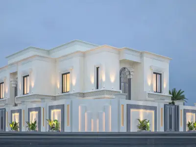 Elevation Front villa Low-poly 3D model
