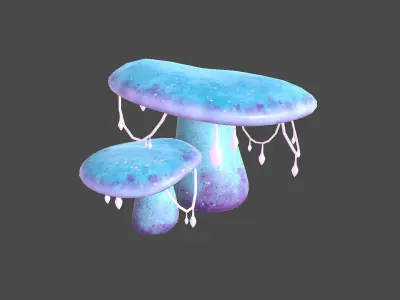 Fantasy Mushroom C01 Purple Blue - Scene Backdrop Design Low-poly 3D model