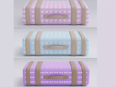 Old Suitcase Low-poly 3D model