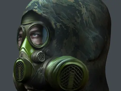 Gas mask helmet 3d model military combat Low-poly Low-poly 3D model