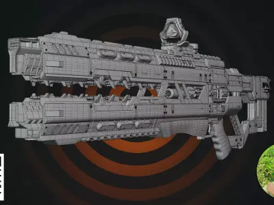 Sci-Fi Heavy Railgun White Edition 3D model