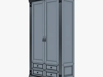 Victory wooden cabinet with glass doors 3D model