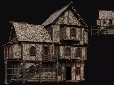 MEDIEVAL 04 with INTERIORS 4K TEXTURES Low-poly 3D model