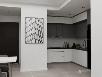 Interior dinner design scene 3D model 3D model