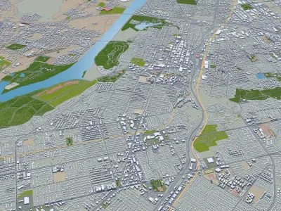 Riverside California USA 40km Low-poly 3D model