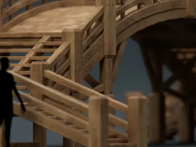 Low-Poly Wooden Bridge Low-poly 3D model