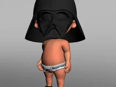 Darth Vader baby cartoon rigged 3D model